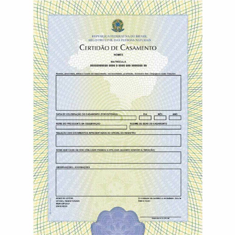 Certidão de casamento
