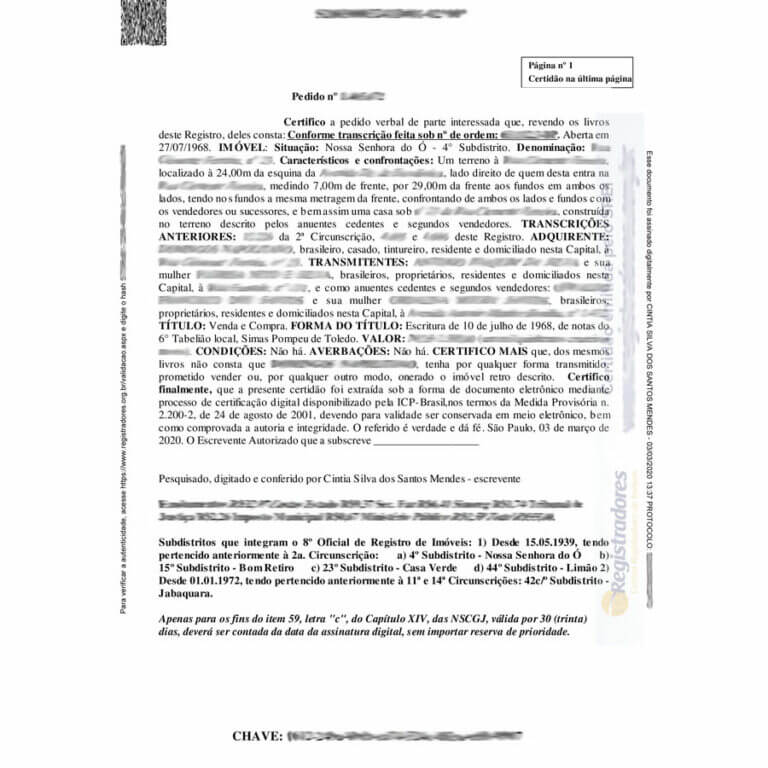 Certidão negativa de imóvel